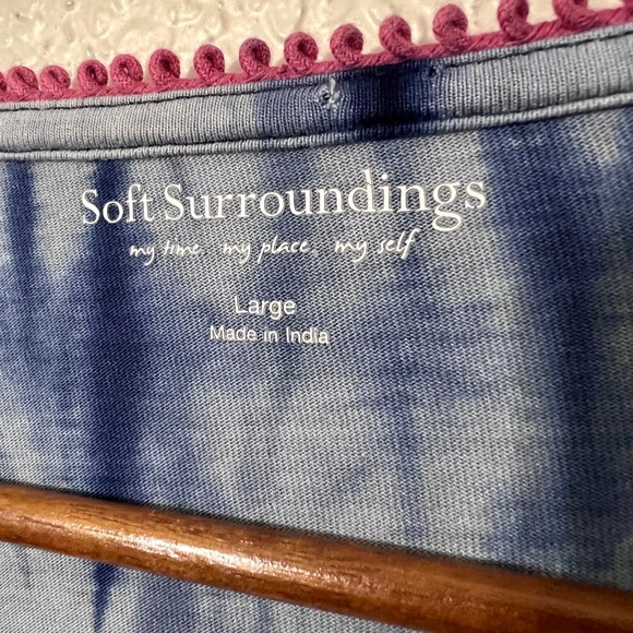 Soft Surroundings Medina Tie Dye Tunic Top Pink Blue Sequin Embroidered Tassels - Picture 5 of 6